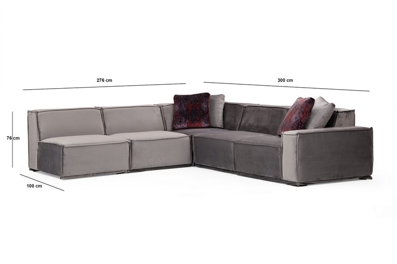 Soffa m. Divan Woodlaw 6-sits - Grå - Möbler - Soffa - Hörnsoffa