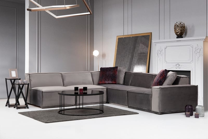 Soffa m. Divan Woodlaw 6-sits - Grå - Möbler - Soffa - Hörnsoffa