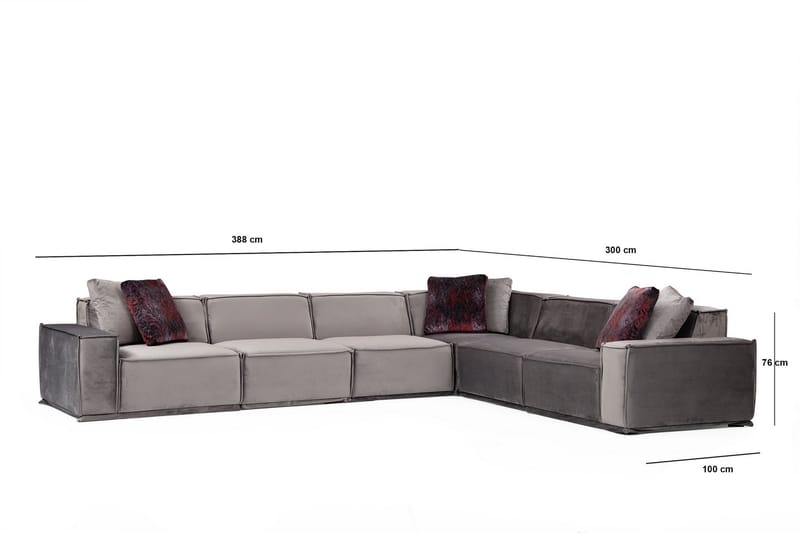 Soffa m. Divan Woodlaw 6-sits - Grå - Möbler - Soffa - Hörnsoffa