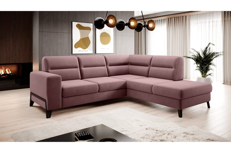 Soffa m. Schäslong Banty 4-sits - Rosa - 4 sits soffa med divan - Sammetssoffa - Divansoffa & schäslongsoffa