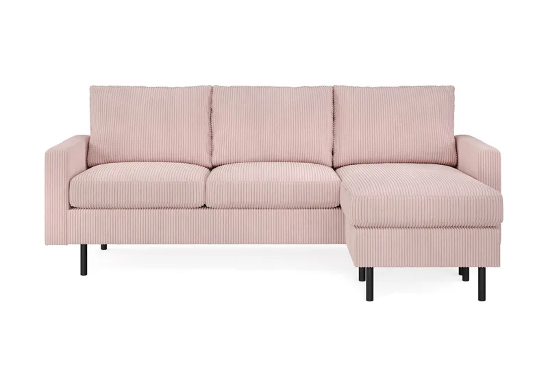 Peppe 3-sits Vändbar L-formad Divansoffa i Manchester - Rosa - Möbler - Soffa - Divansoffa & schäslongsoffa - 3 sits soffa med divan