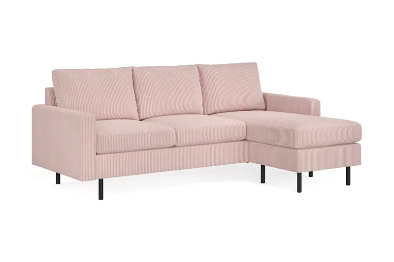 Peppe 3-sits Vändbar L-formad Divansoffa i Manchester - Rosa - Möbler - Soffa - Divansoffa & schäslongsoffa - 3 sits soffa med divan