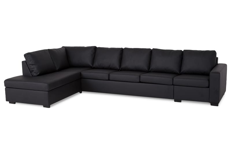 Soffa Nevada 4-sits med Schäslong Vänster Konstläder - Svart - Möbler - Soffa - Divansoffa & schäslongsoffa - 4 sits soffa med divan