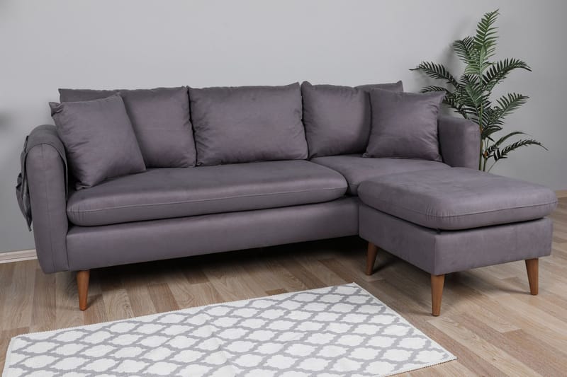 Sofiko Divansoffa Höger - Antracit/Natur - Möbler - Soffa - Divansoffa & schäslongsoffa - 4 sits soffa med divan