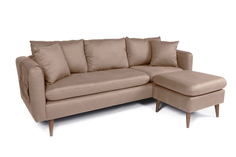 Sofiko Divansoffa Höger - Brun/Natur - Möbler - Soffa - Divansoffa & schäslongsoffa - 4 sits soffa med divan