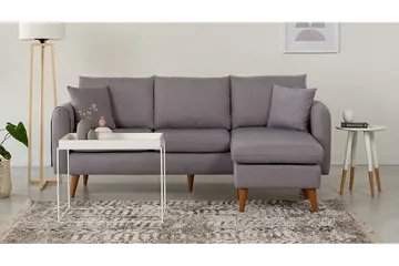 Sofiko Divansoffa Höger - Grå/Natur - Möbler - Soffa - Divansoffa & schäslongsoffa - 4 sits soffa med divan