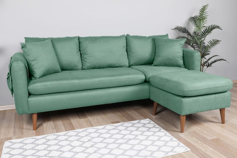 Sofiko Divansoffa Höger - Havgrön/Natur - Möbler - Soffa - Divansoffa & schäslongsoffa - 4 sits soffa med divan