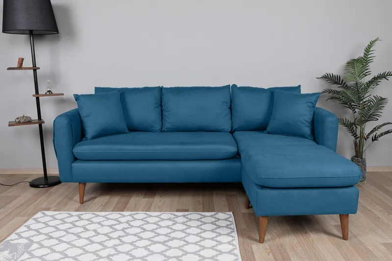 Sofiko Divansoffa Höger - Mörkblå/Natur - Möbler - Soffa - Divansoffa & schäslongsoffa - 4 sits soffa med divan