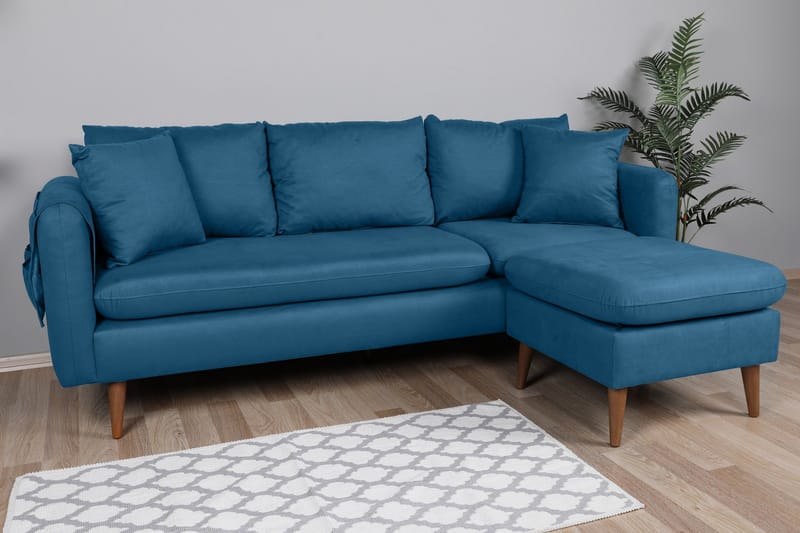 Sofiko Divansoffa Höger - Mörkblå/Natur - Möbler - Soffa - Divansoffa & schäslongsoffa - 4 sits soffa med divan