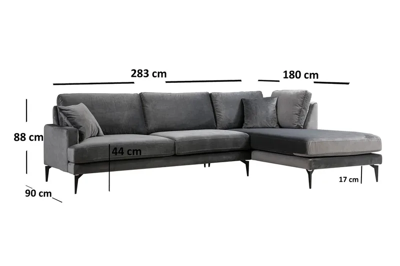 Stacker Hörnsoffa med Divan Höger - Svart - Möbler - Soffa - Divansoffa & schäslongsoffa