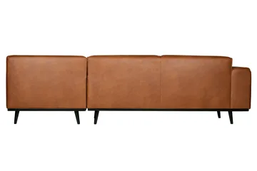 Statement 3-sits Höger Hörnsoffa med Divan i Konstläder med Träben - Cognac - Möbler - Soffa - Divansoffa & schäslongsoffa - 4 sits soffa med divan