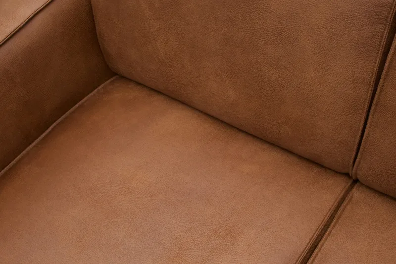 Statement 3-sits Höger Hörnsoffa med Divan i Konstläder med Träben - Cognac - Möbler - Soffa - Divansoffa & schäslongsoffa - 4 sits soffa med divan