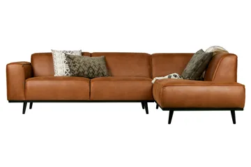 Statement 3-sits Höger Hörnsoffa med Divan i Konstläder med Träben - Cognac - Möbler - Soffa - Divansoffa & schäslongsoffa - 4 sits soffa med divan