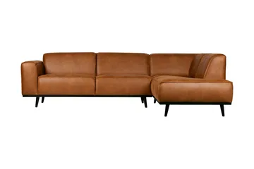 Statement 3-sits Höger Hörnsoffa med Divan i Konstläder med Träben - Cognac - Möbler - Soffa - Divansoffa & schäslongsoffa - 4 sits soffa med divan
