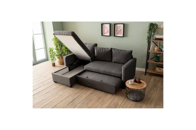 Tareen Soffa med Divan 3-sits - Mörkgrå - Möbler - Soffa - Divansoffa & schäslongsoffa - 3 sits soffa med divan