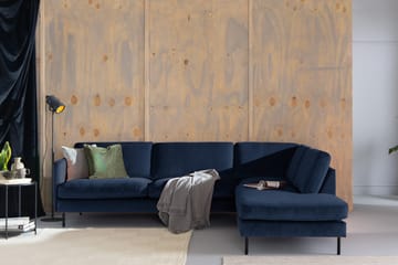 Teodin 2,5-sits Sammetssoffa med Schäslong Höger - Blå - Möbler - Soffa - Divansoffa & schäslongsoffa - 2 sits soffa med divan