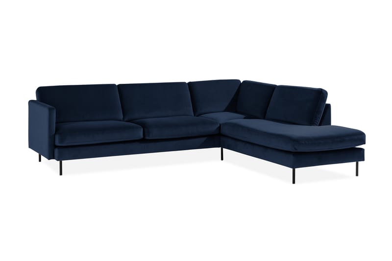 Teodin 2,5-sits Sammetssoffa med Schäslong Höger - Blå - Möbler - Soffa - Divansoffa & schäslongsoffa - 2 sits soffa med divan