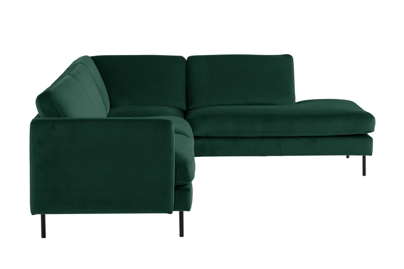Teodin 2,5-sits Sammetssoffa med Schäslong Höger - Grön - Möbler - Soffa - Divansoffa & schäslongsoffa - 2 sits soffa med divan
