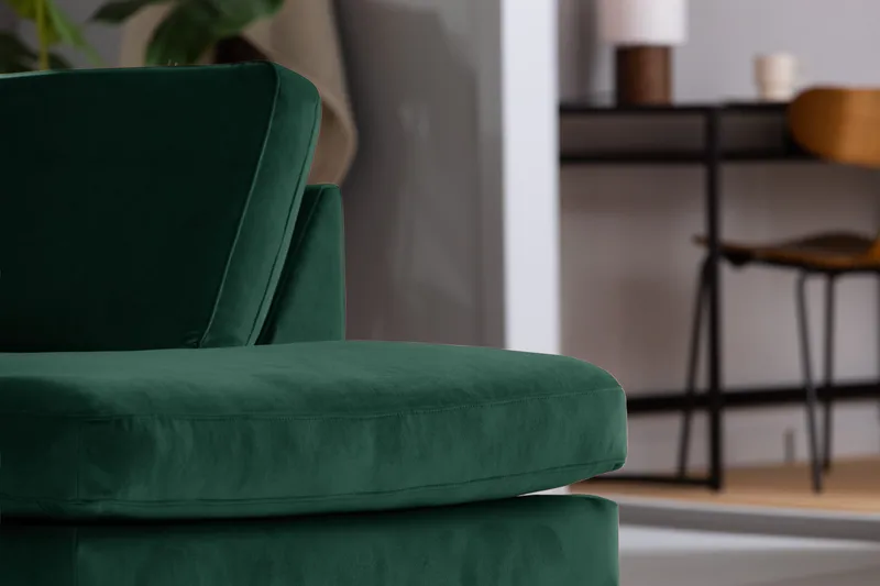 Teodin 2,5-sits Sammetssoffa med Schäslong Höger - Grön - Möbler - Soffa - Divansoffa & schäslongsoffa - 2 sits soffa med divan