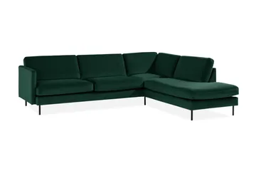 Teodin 2,5-sits Sammetssoffa med Schäslong Höger - Grön - Möbler - Soffa - Divansoffa & schäslongsoffa - 2 sits soffa med divan