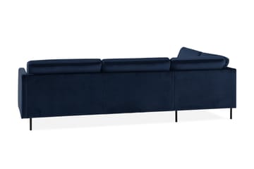 Teodin 2,5-sits Sammetssoffa med Schäslong Vänster - Blå - Möbler - Soffa - Divansoffa & schäslongsoffa - 2 sits soffa med divan