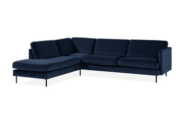 Teodin 2,5-sits Sammetssoffa med Schäslong Vänster - Blå - Möbler - Soffa - Divansoffa & schäslongsoffa - 2 sits soffa med divan