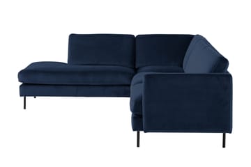 Teodin 2,5-sits Sammetssoffa med Schäslong Vänster - Blå - Möbler - Soffa - Divansoffa & schäslongsoffa - 2 sits soffa med divan