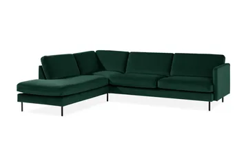 Teodin 2,5-sits Sammetssoffa med Schäslong Vänster - Grön - Möbler - Soffa - Divansoffa & schäslongsoffa - 2 sits soffa med divan