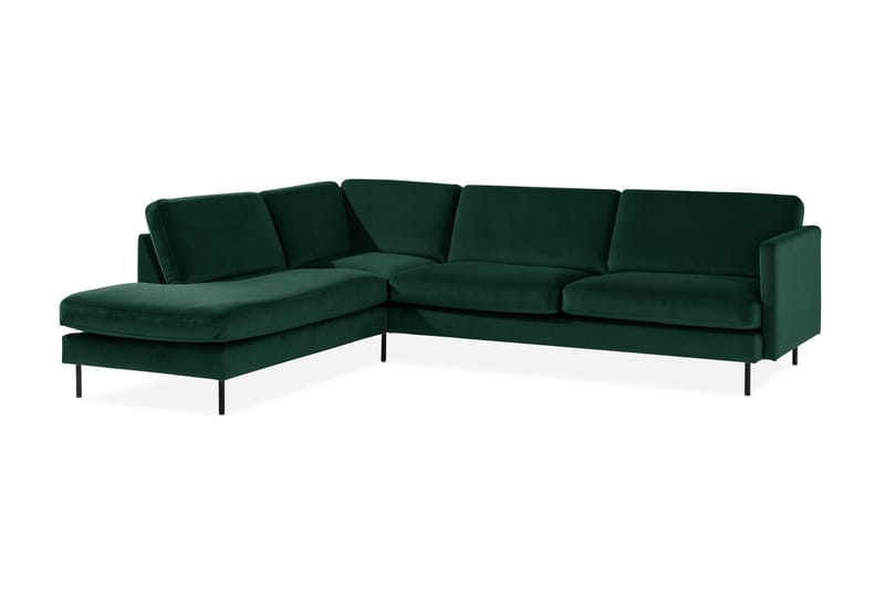 Teodin 2,5-sits Sammetssoffa med Schäslong Vänster - Grön - Möbler - Soffa - Divansoffa & schäslongsoffa - 2 sits soffa med divan