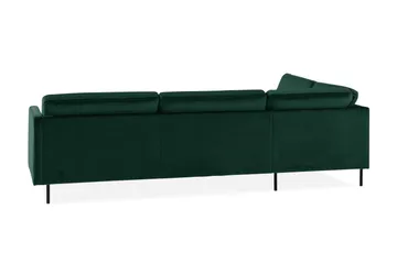 Teodin 2,5-sits Sammetssoffa med Schäslong Vänster - Grön - Möbler - Soffa - Divansoffa & schäslongsoffa - 2 sits soffa med divan