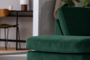 Teodin 2,5-sits Sammetssoffa med Schäslong Vänster - Grön - Möbler - Soffa - Divansoffa & schäslongsoffa - 2 sits soffa med divan