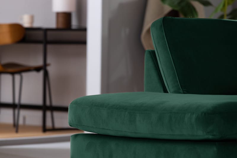 Teodin 2,5-sits Sammetssoffa med Schäslong Vänster - Grön - Möbler - Soffa - Divansoffa & schäslongsoffa - 2 sits soffa med divan