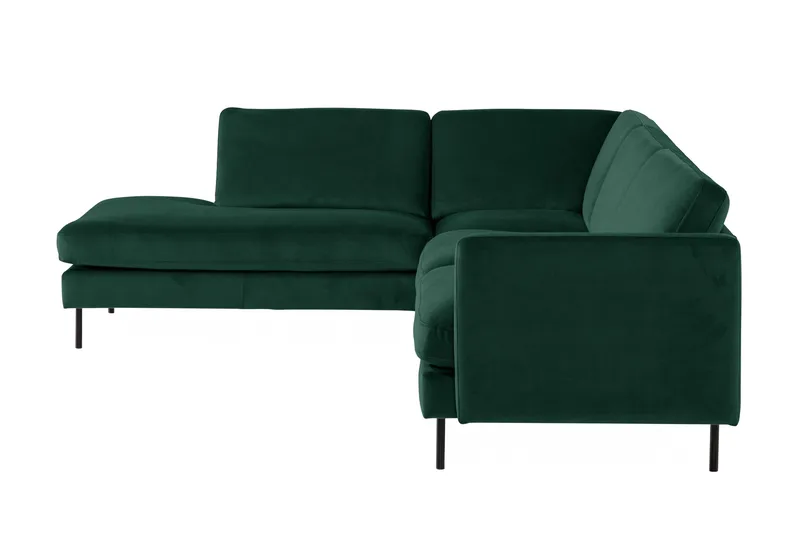 Teodin 2,5-sits Sammetssoffa med Schäslong Vänster - Grön - Möbler - Soffa - Divansoffa & schäslongsoffa - 2 sits soffa med divan