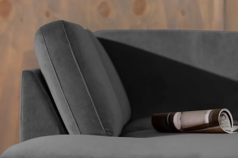 Teodin 2,5-sits Sammetssoffa med Schäslong Vänster - Ljusgrå - Möbler - Soffa - Divansoffa & schäslongsoffa - 2 sits soffa med divan