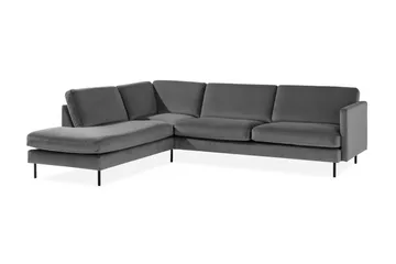 Teodin 2,5-sits Sammetssoffa med Schäslong Vänster - Ljusgrå - Möbler - Soffa - Divansoffa & schäslongsoffa - 2 sits soffa med divan