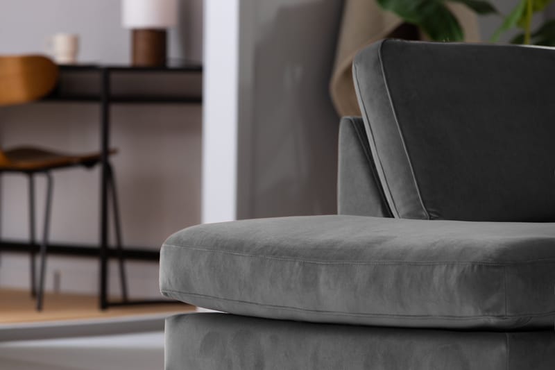 Teodin 2,5-sits Sammetssoffa med Schäslong Vänster - Ljusgrå - Möbler - Soffa - Divansoffa & schäslongsoffa - 2 sits soffa med divan