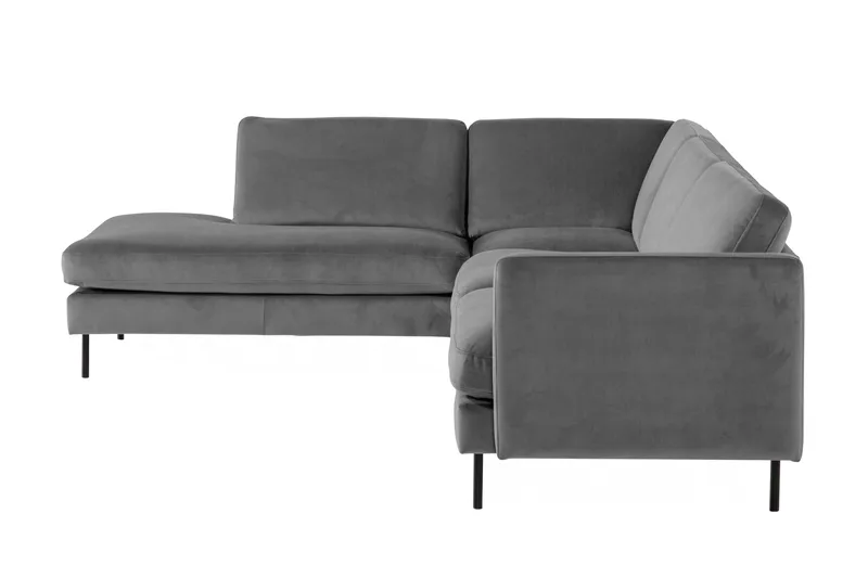 Teodin 2,5-sits Sammetssoffa med Schäslong Vänster - Ljusgrå - Möbler - Soffa - Divansoffa & schäslongsoffa - 2 sits soffa med divan