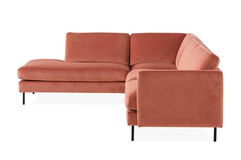 Teodin 2,5-sits Sammetssoffa med Schäslong Vänster - Rosa - Möbler - Soffa - Divansoffa & schäslongsoffa - 2 sits soffa med divan