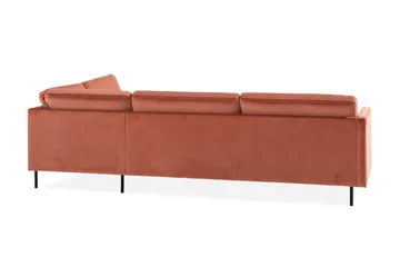 Teodin 2,5-sits Sammetssoffa med Schäslong Vänster - Rosa - Möbler - Soffa - Divansoffa & schäslongsoffa - 2 sits soffa med divan
