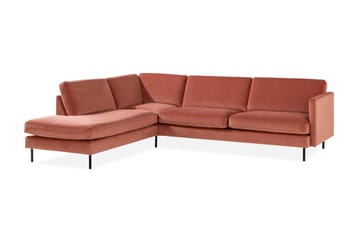 Teodin 2,5-sits Sammetssoffa med Schäslong Vänster - Rosa - Möbler - Soffa - Divansoffa & schäslongsoffa - 2 sits soffa med divan