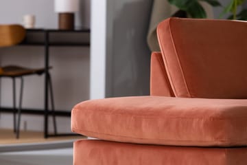 Teodin 2,5-sits Sammetssoffa med Schäslong Vänster - Rosa - Möbler - Soffa - Divansoffa & schäslongsoffa - 2 sits soffa med divan