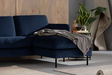 Teodin Sammetssoffa 2-sits med Divan Höger - Blå - Möbler - Soffa - Divansoffa & schäslongsoffa - 2 sits soffa med divan