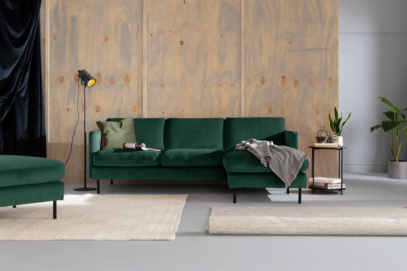 Teodin Sammetssoffa 2-sits med Divan Höger - Grön - Möbler - Soffa - Divansoffa & schäslongsoffa - 2 sits soffa med divan
