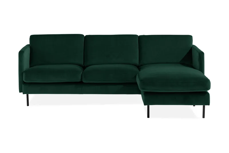 Teodin Sammetssoffa 2-sits med Divan Höger - Grön - Möbler - Soffa - Divansoffa & schäslongsoffa - 2 sits soffa med divan