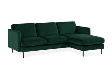 Teodin Sammetssoffa 2-sits med Divan Höger - Grön - Möbler - Soffa - Divansoffa & schäslongsoffa - 2 sits soffa med divan