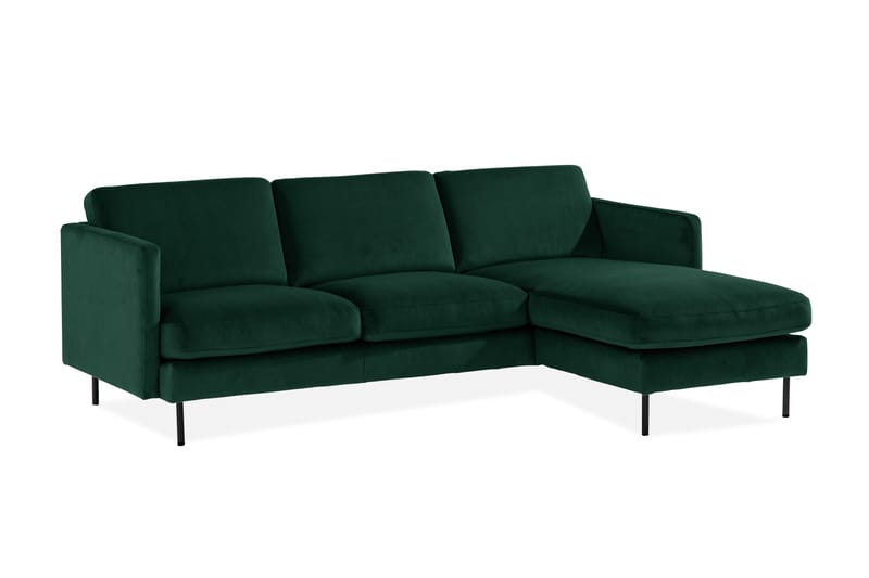 Teodin Sammetssoffa 2-sits med Divan Höger - Grön - Möbler - Soffa - Divansoffa & schäslongsoffa - 2 sits soffa med divan