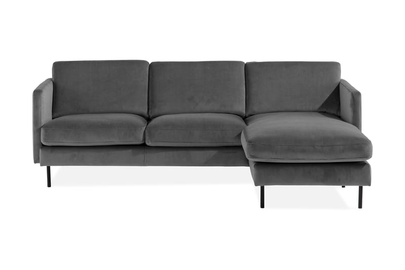 Teodin Sammetssoffa 2-sits med Divan Höger - Ljusgrå - Möbler - Soffa - Divansoffa & schäslongsoffa - 2 sits soffa med divan