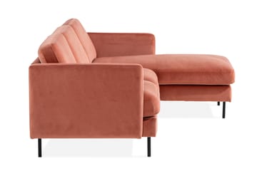 Teodin Sammetssoffa 2-sits med Divan Höger - Rosa - Möbler - Soffa - Divansoffa & schäslongsoffa - 2 sits soffa med divan