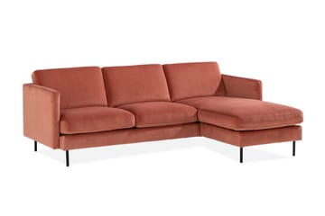 Teodin Sammetssoffa 2-sits med Divan Höger - Rosa - Möbler - Soffa - Divansoffa & schäslongsoffa - 2 sits soffa med divan