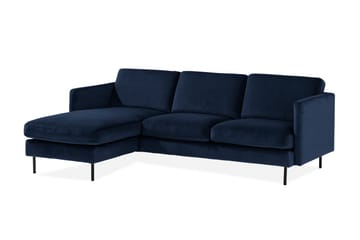 Teodin Sammetssoffa 2-sits med Divan Vänster - Blå - Möbler - Soffa - Divansoffa & schäslongsoffa - 2 sits soffa med divan